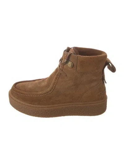 Pre-owned See By Chloé Suede Lace-up Boots In Neutrals