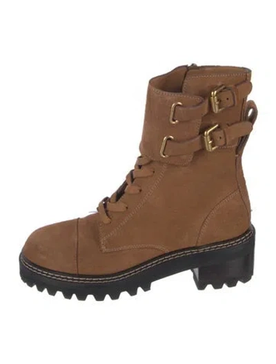 Pre-owned See By Chloé Suede Lace-up Boots W/ Tags In Brown