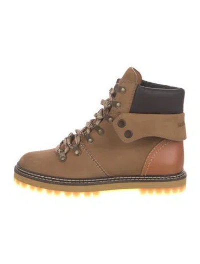 Pre-owned See By Chloé Suede Lace-up Boots In Yellow