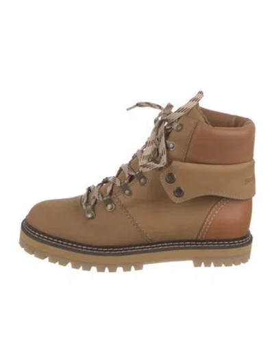 Pre-owned See By Chloé Suede Lace-up Boots In Yellow