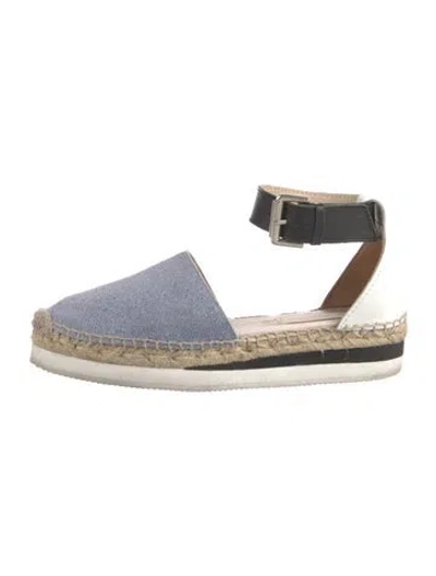 Pre-owned See By Chloé Suede Leather Trim Embellishment Espadrilles In Blue