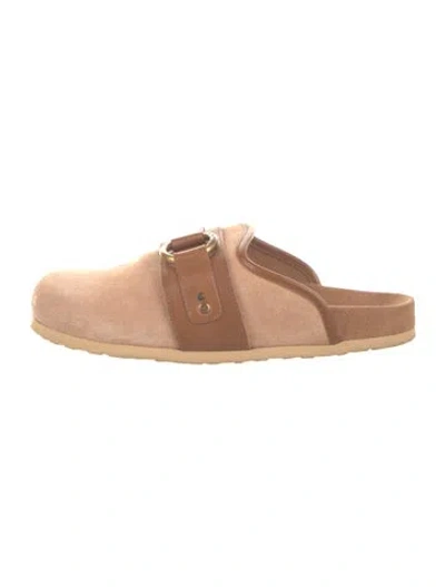 Pre-owned See By Chloé Suede Leather Trim Embellishment Mules In Brown