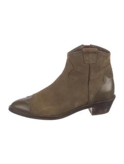 Pre-owned See By Chloé Suede Leather Trim Embellishment Western Boots In Brown