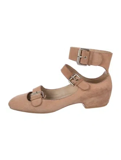 Pre-owned See By Chloé Suede Mary Jane Flats In Neutral