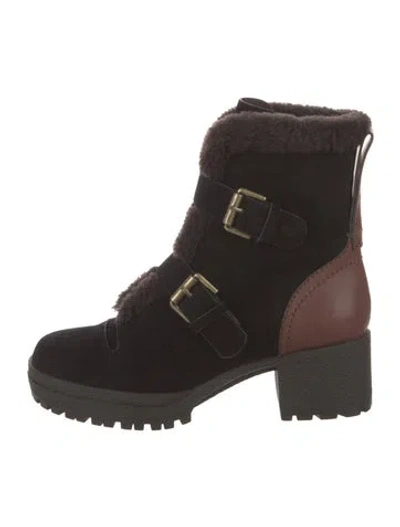 Pre-owned See By Chloé Suede Moto Boots In Black