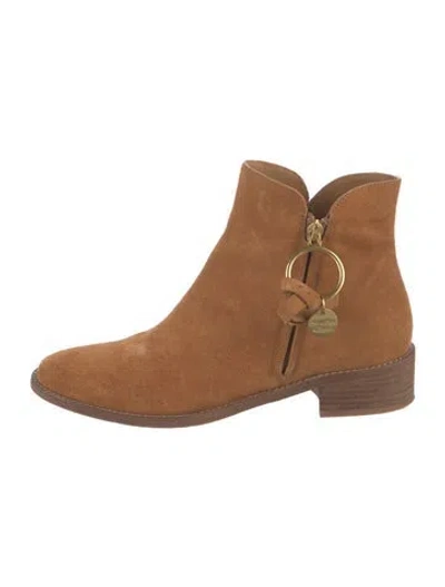 Pre-owned See By Chloé Suede Moto Boots In Brown