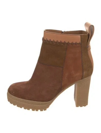 Pre-owned See By Chloé Suede Moto Boots In Brown
