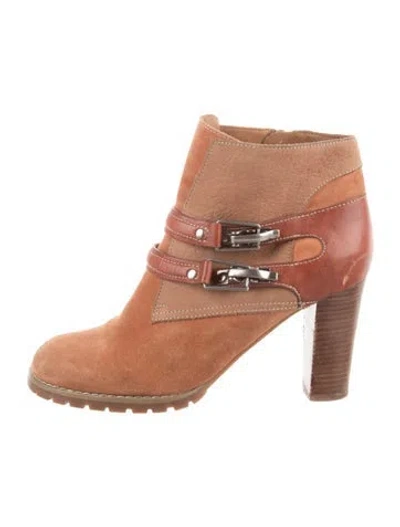 Pre-owned See By Chloé Suede Moto Boots In Brown