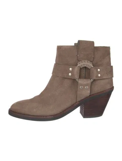 Pre-owned See By Chloé Suede Moto Boots In Neutral