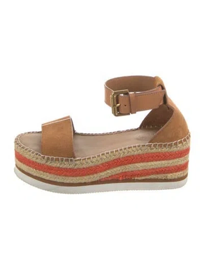 Pre-owned See By Chloé Suede Patterned Espadrilles In Neutral