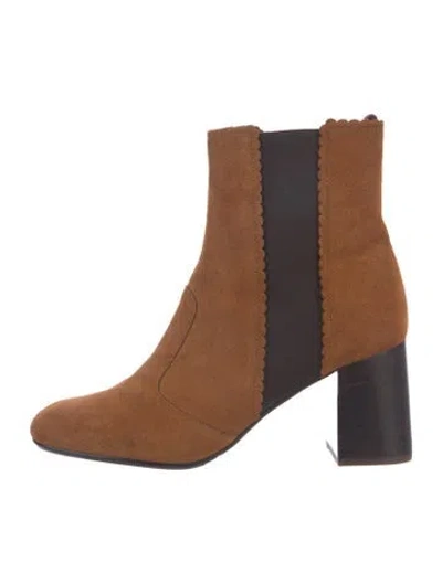 Pre-owned See By Chloé Suede Printed Chelsea Boots In Brown