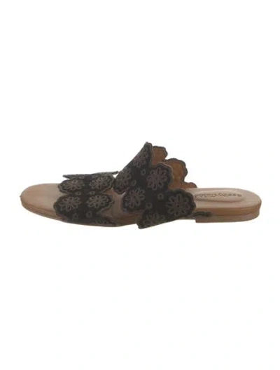Pre-owned See By Chloé Suede Printed Slides In Black