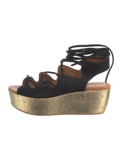 Pre-owned See By Chloé Suede Sandals In Black/gold