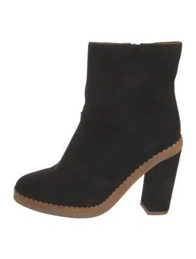 Pre-owned See By Chloé Suede Scalloped Accent Boots In Black