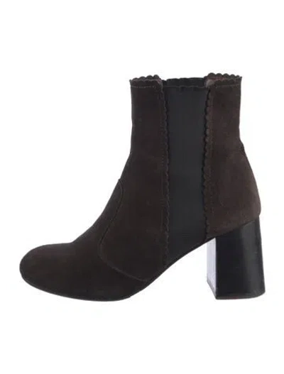 Pre-owned See By Chloé Suede Scalloped Accent Chelsea Boots In Brown