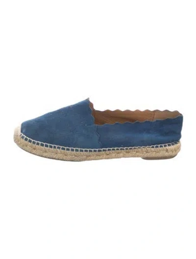 Pre-owned See By Chloé Suede Scalloped Accent Espadrilles In Blue