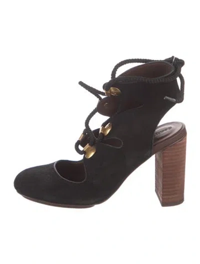 Pre-owned See By Chloé Suede Slingback Pumps In Black