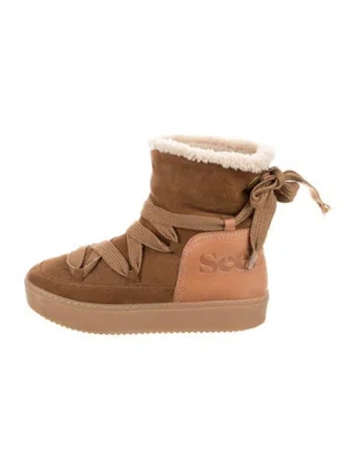 Pre-owned See By Chloé Suede Snow Boots In Brown