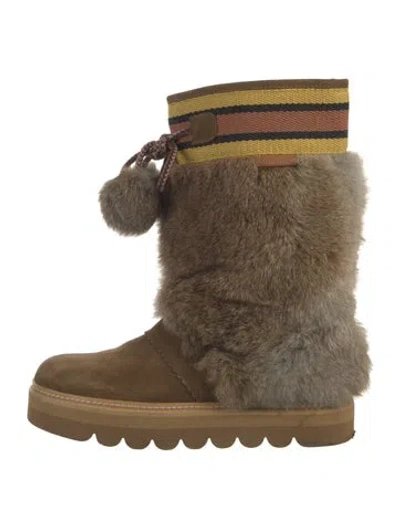 Pre-owned See By Chloé Suede Striped Boots In Brown