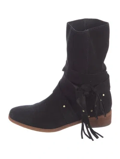 Pre-owned See By Chloé Suede Studded Accents Boots In Blue
