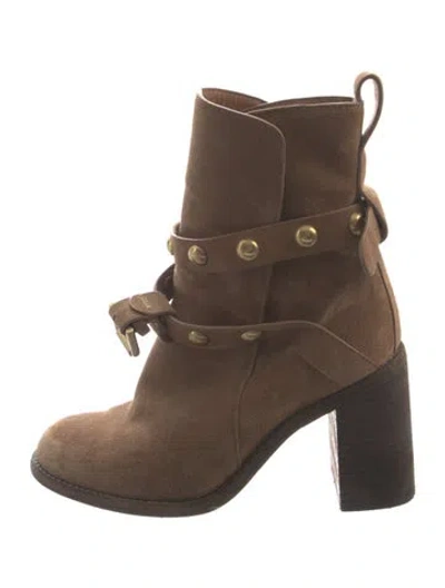 Pre-owned See By Chloé Suede Studded Accents Boots In Brown
