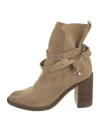 Pre-owned See By Chloé Suede Studded Accents Boots In Neutral
