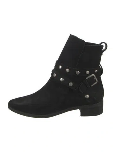 Pre-owned See By Chloé Suede Studded Accents Moto Boots In Black