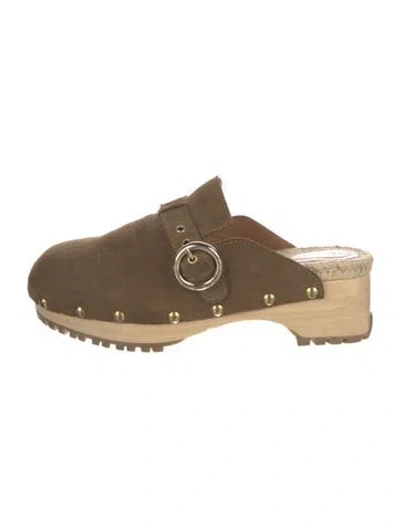 Pre-owned See By Chloé Suede Studded Accents Mules In Brown