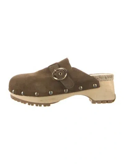 Pre-owned See By Chloé Suede Studded Accents Mules In Brown