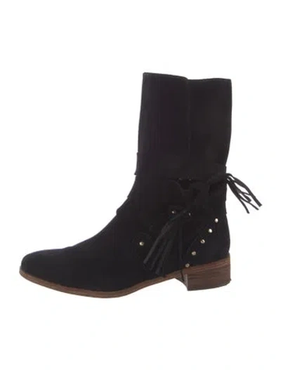 Pre-owned See By Chloé Suede Studded Accents Slouch Boots In Black