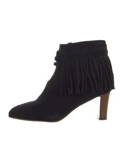 Pre-owned See By Chloé Suede Tassel Accents Lace-up Boots In Black