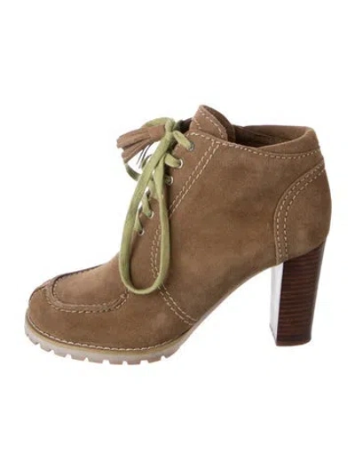 Pre-owned See By Chloé Suede Tassel Accents Lace-up Boots In Brown