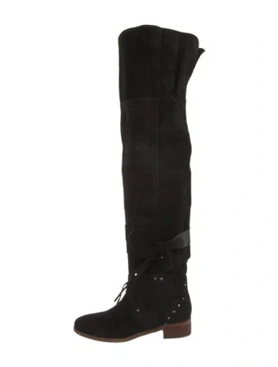 Pre-owned See By Chloé Suede Tassel Accents Slouch Boots In Black