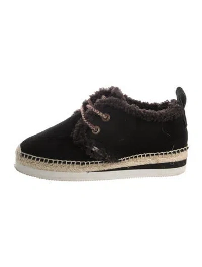 Pre-owned See By Chloé Suede Whipstitch Trim Espadrilles In Black