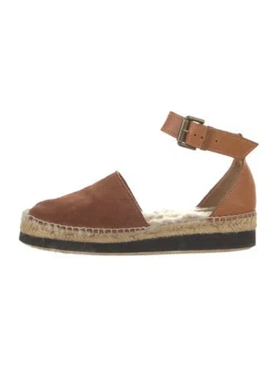 Pre-owned See By Chloé Suede Whipstitch Trim Espadrilles In Brown