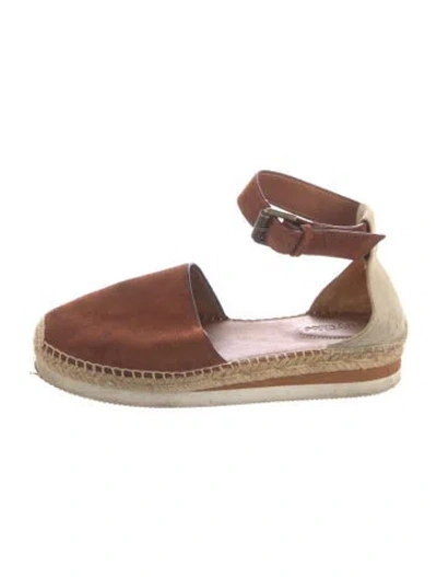 Pre-owned See By Chloé Suede Whipstitch Trim Espadrilles In Brown