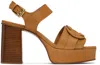 See By Chloé Tan Loys Platform Heeled Sandals In 553 Tan