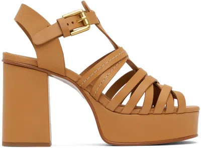 See By Chloé Tan Sierra Heeled Sandals In 230 Light/pastel Bro