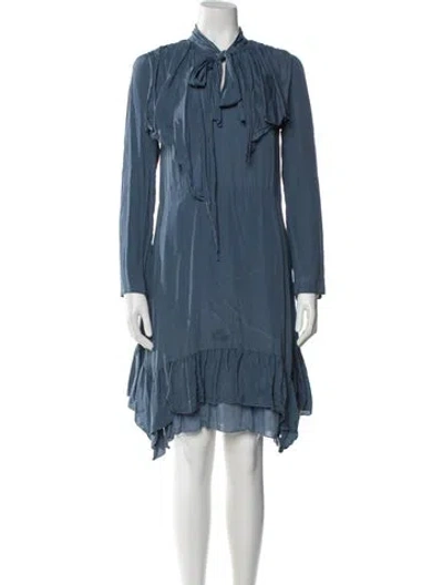 Pre-owned See By Chloé Tie Neck Knee-length Dress In Blue