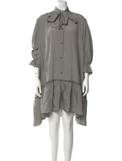Pre-owned See By Chloé Tie Neck Knee-length Dress In Gray