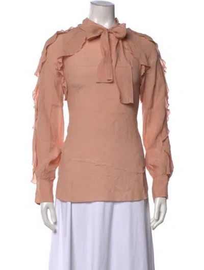 Pre-owned See By Chloé Tie Neck Long Sleeve Blouse In Pink