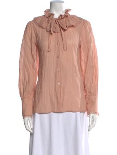 Pre-owned See By Chloé Tie Neck Long Sleeve Blouse In Pink
