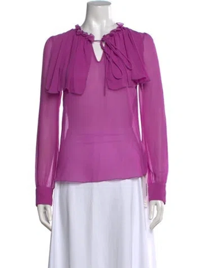 Pre-owned See By Chloé Tie Neck Long Sleeve Blouse In Purple