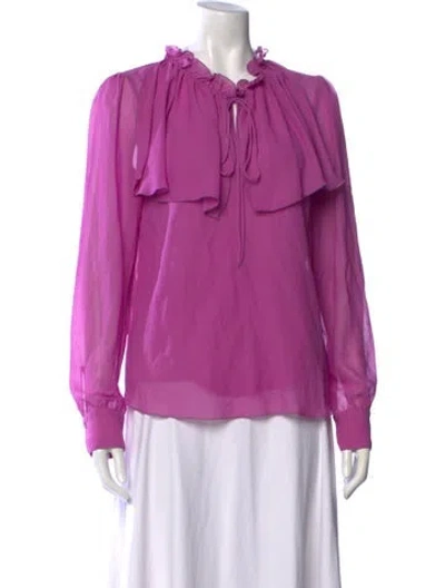 Pre-owned See By Chloé Tie Neck Long Sleeve Blouse In Purple