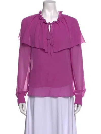 Pre-owned See By Chloé Tie Neck Long Sleeve Blouse In Purple