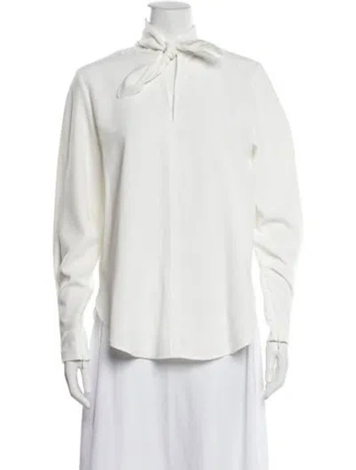 Pre-owned See By Chloé Tie Neck Long Sleeve Blouse W/ Tags In White