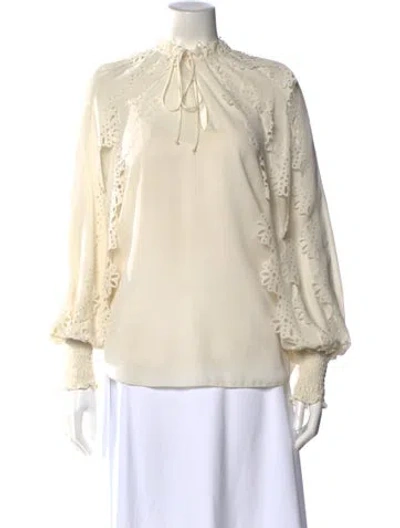 Pre-owned See By Chloé Tie Neck Long Sleeve Blouse In White