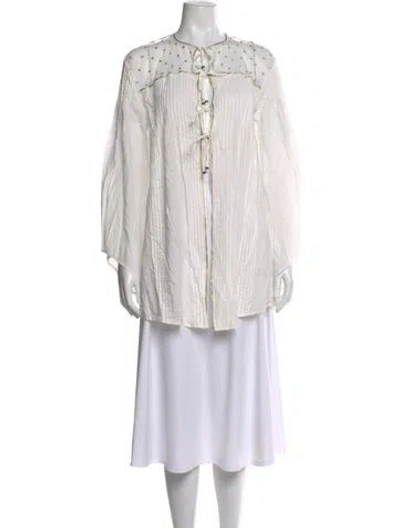 Pre-owned See By Chloé Tie Neck Long Sleeve Blouse In White