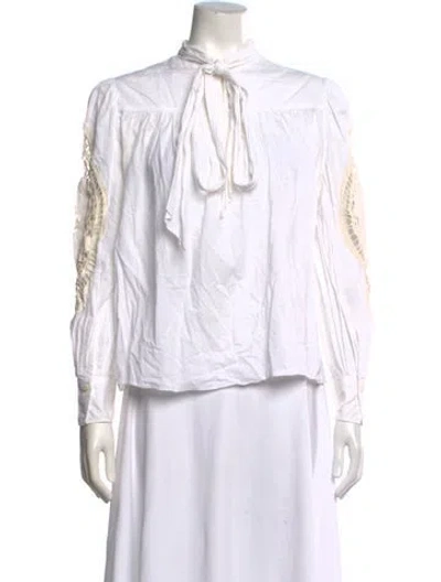 Pre-owned See By Chloé Tie Neck Long Sleeve Blouse In White