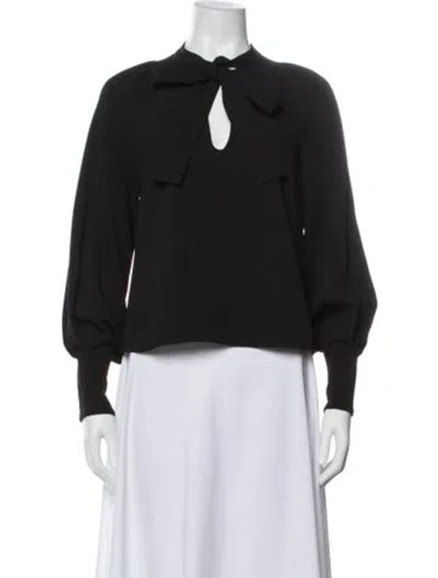 Pre-owned See By Chloé Tie Neck Long Sleeve Top In Black